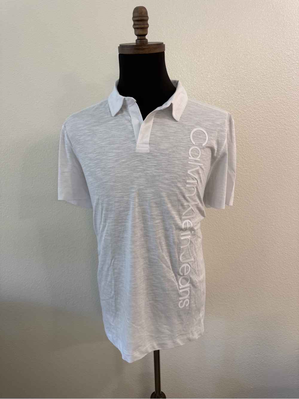 Calvin Klein Jeans White Vertical Logo Polo